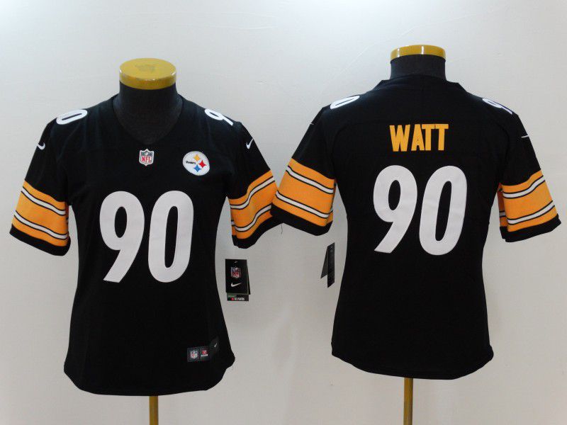 Women Pittsburgh Steelers #90 Watt Black Nike Vapor Untouchable Limited NFL Jerseys